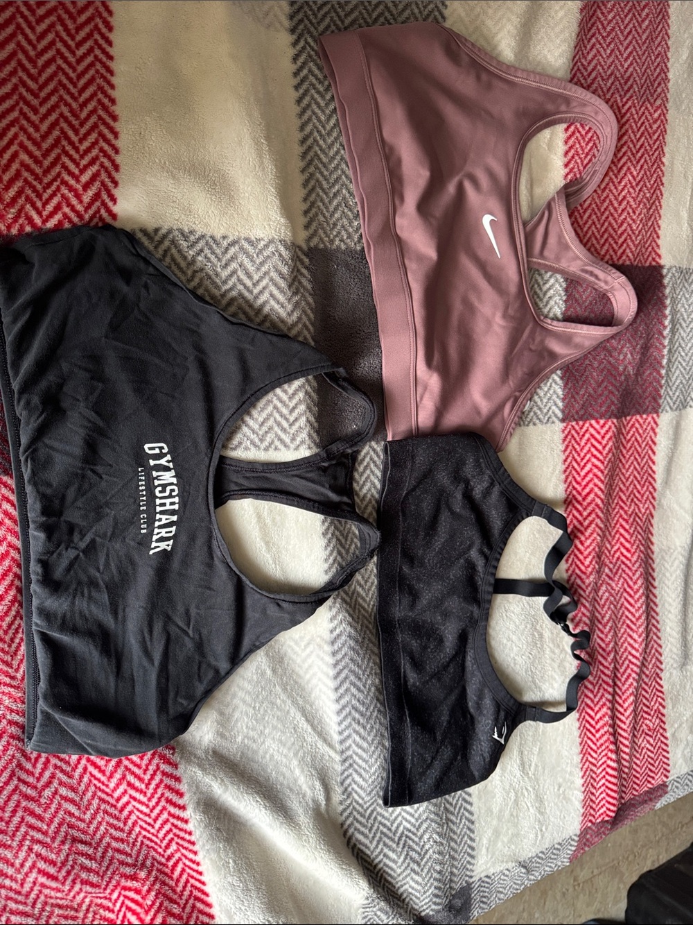 Nikeand Gymshark Mauve, dark blue and black Sports Bra - Soft Support